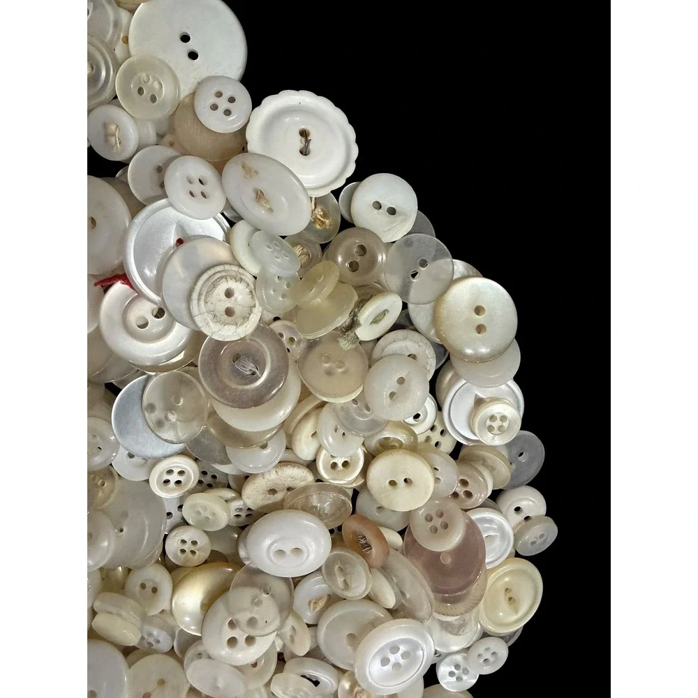 Vintage White Cream Button Huge Lot 600+ Bulk Mixed Sizes Crafts Sewing